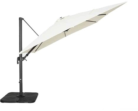 FP-TECH OMBRELLONE DA GIARDINO DECENTRATO 3X3 ORIENTABILE GIREVOLE A 360° PALO ALLUMINIO (Struttura Antracite e Telo Bianco)