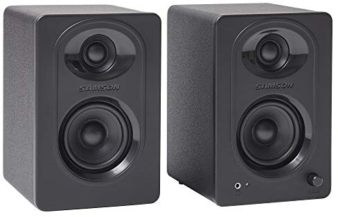 Samson Media One M30 Active Monitor Speaker Pair (Multimedia-Lautsprechersystem, 20 W, Bassverstärkung, 50 Hz - 20 kHz, 85 dB, 3 Zoll Polypropylen-Tieftöner) schwarz