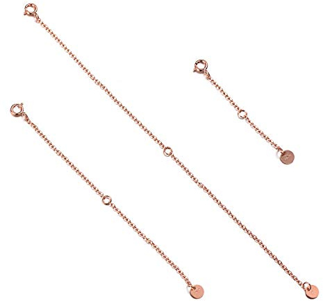 LONAGO 3 PIÈCES Argent Sterling 925 Extension de Collier Chaînes D'extension de Bracelet pour la Fabrication de Bijoux (Or Rose)