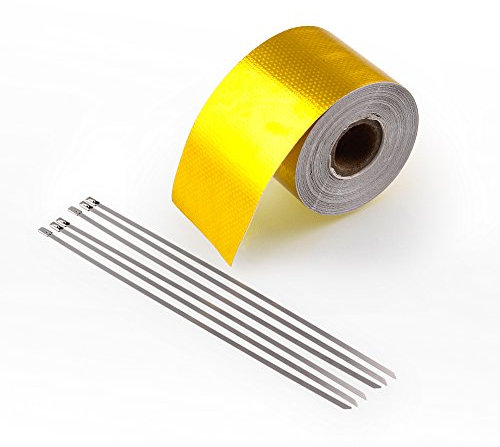 DollaTek Design Engineering Gold Foil High Temperature Heat Reflective Adhesive Backed Roll aluminum Foil Tapes （10MX50CM）