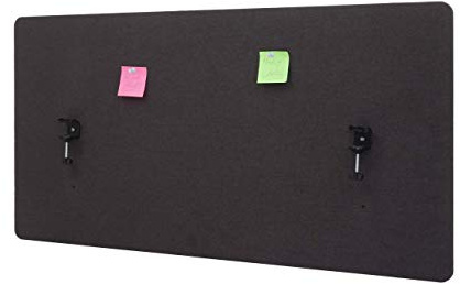 Akustik-Tischtrennwand HWC-G75, Büro-Sichtschutz Schreibtisch Pinnwand, doppelwandig Stoff/Textil - 60x120cm braun-grau