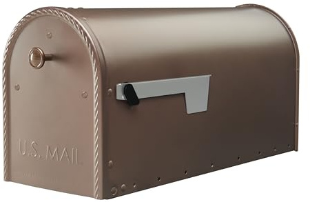 Architectural Mailboxes Edwards™ Weather-Resistant Steel Metal Post Mounted Mail Box for Outside, Bronze, Large Curbside Mailbox, USPS Approved for Residential Delivery