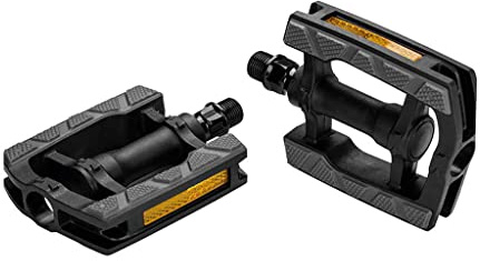Ergotec Pedal de bicicleta, para trekking y bicicletas de ciudad, superficie de goma antideslizante para un agarre seguro, eje de acero estable de 7 mm, 107 x 80 mm, rosca de 9/16 pulgadas,