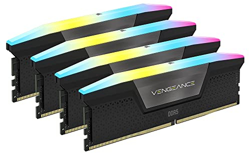 CORSAIR Vengeance RGB DDR5 RAM 192GB (4x48GB) 5200MHz CL38 Intel XMP 3.0 Desktop-Arbeitsspeicher – Schwarz (CMH192GX5M4B5200C38)