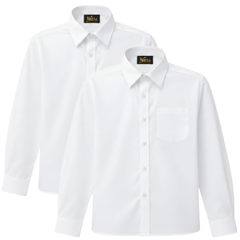 KHIM Kids Boys Full Sleeve Half Sleeve School Shirts Plain White Blue Dress Shirts 5-16 Years