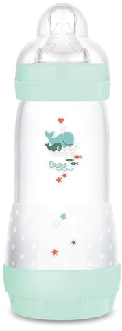 MAM Easy Start Anti-Colic Babyflasche (320 ml), besonders gut akzeptierte Milchflasche, Baby Trinkflasche mit Bodenventil gegen Koliken & Sauger Größe 2, 4+ Monate, Wal