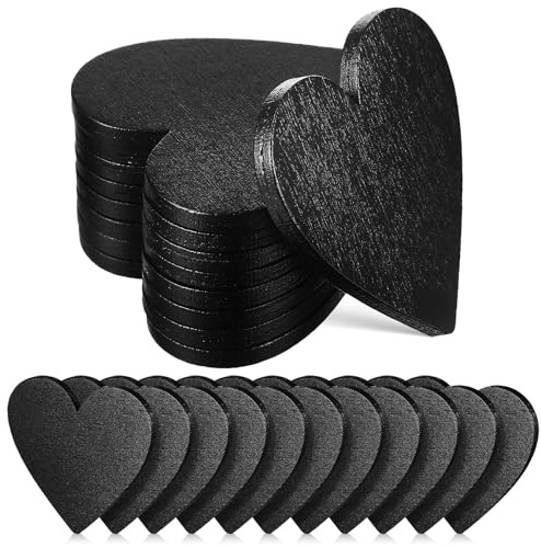 20Pcs Heart-Shaped Wooden Chalkboard Discs Wooden Hearts for Crafts Wedding Table Decoration DIY Message Tags Party Favors