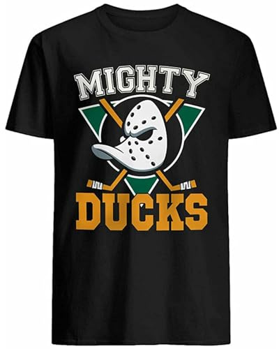 Mighty Hockey Ducks Funny Mighty of Anaheim - Camiseta de manga corta unisex de algodón puro para hombre, color negro, Negro, M