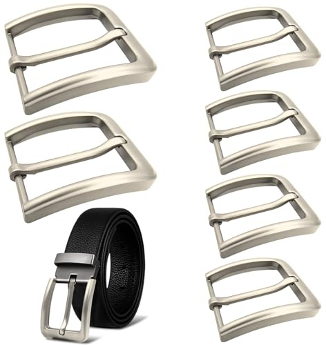 TARKDAK 6PCS Hebilla de cinturón para hombre 40 mm Hebilla clásica de metal de repuesto utilizada para accesorios de cinturón de equipaje Cuadrado a un alfiler