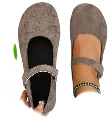AMOUSDRDR Zapatos planos ortopédicos de gamuza Mary Jane para mujer, puntera redonda, de gamuza, suaves, cómodos, ortopédicos, zapatos de ballet Mary Jane