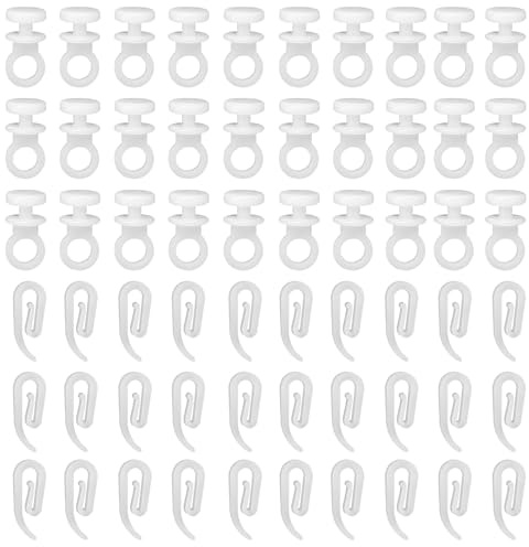 200 Pcs Curtain Hooks Set, 100 Pcs White Plastic Curtain Track Rail Gliders Rings with 100 Plastic Drapery Curtain Hooks, Ceiling Curtain Rail Slider Rollers Hook for Windows, Doors & Shower Curtains