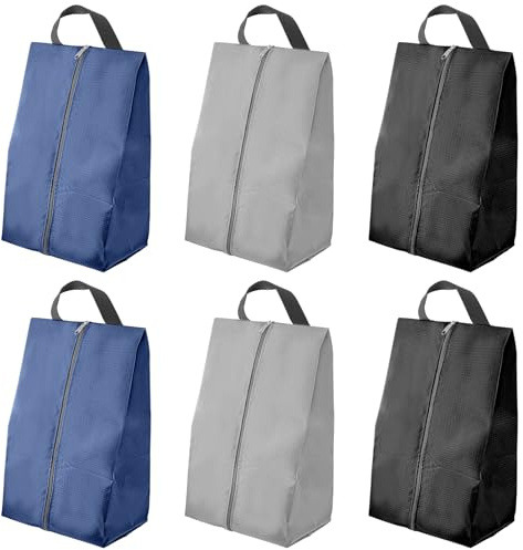 SyiXute 6 Piezas Bolsas para Zapatos de Viaje,Bolsa de Zapatos Antimanchas Impermeable con Cremallera,Portátil Nailon Zapatos Bolsa de Almacenamiento para Uso Diario Viajes Hogar (3 Colores)