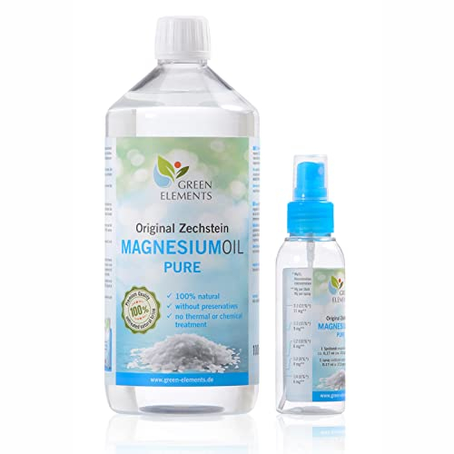 Zechstein Magnesium-Öl PUR - Set aus 1000 ml Natursole + 100 ml Sprühflasche