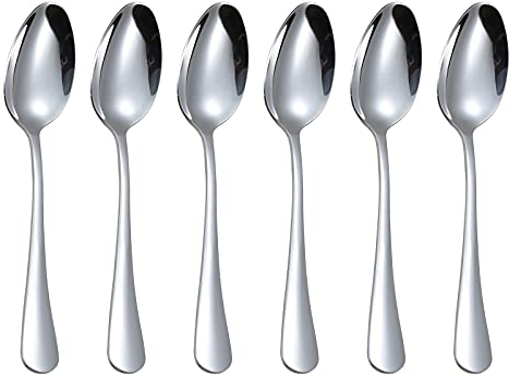 QUCHER 8(20.3cm) 6 Stück Suppentassenlöffel Esslöffel Edelstahl Suppenlöffel Kaffeelöffel Tabelle Abendessen Löffel Tafelgeschirr besteck set für Heimgebrauch Küche Gaststätte,spülmaschinengeeignet