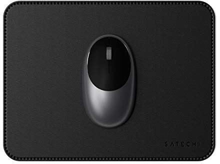 Satechi Tapis de Souris 25 x 19 cm, Mousepad pour Bureau et Maison, Élégant et Ergonomique, Réversible et Résistant aux Rayures, Matériau Premium (PU) – Mouse Pad Noir