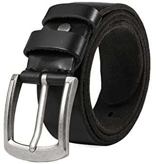 BELTER Ledergürtel Herren Gürtel für Männer 38mm Echter Leder Jeansgürtel mit Geschenkbox (150cm, Schwarz)