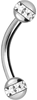 PIERCINGLINE Titanio Banana | 2 SFERE AD ANELLO EPOSSIDICO | Asta per piercing curva per sopracciglio, orecchio, labbro, zona intima, seno | Selezione delle dimensioni, 1.2 mm x 8 mm