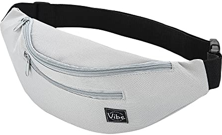 Vibe Bauchtasche Gürteltasche für Damen, Herren & Kinder (grau) - Fanny Pack Tasche, Hüfttasche, Handytasche für Festival, Party, Rave, Sport, Outdoor, Fitness, Fahrrad, Joggen
