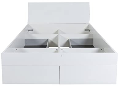 Composad | Letto della Linea Storage con 4 cassetti Contenitori, Letto Matrimoniale alla Francese, (LxAxP) 145,80x95,40x220,20 cm, Colore Bianco laccato, Made in Italy