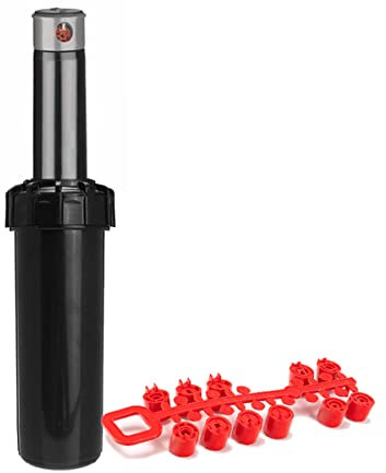 Aspersor enterrado con Boquilla giratoria y Alcance de 6.9-15.6 Metros. Rosca 3/4. Aspersores de riego césped con elevación automática. Aspersor Sectorial Ajuste de ángulo de 25-360 Grados