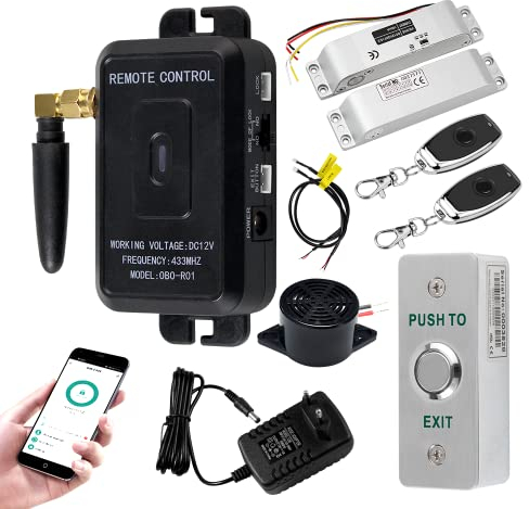 QTTYELOK WiFi Tuya Access Control Home Security System Kit, Ouvre - Porte sans Fil 433MHz, Téléphone Intelligent APP Déverrouillage à Distance + Verrouillage électrique