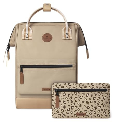 CABAIA - Sac à Dos Adventurer Lobito - Medium 18L - Déperlant - Compartiment Ordinateur Portable 13 - 2 Poches - Certifié Vegan - Sac Voyage, Affaires, École pour Homme et Femme - Crème