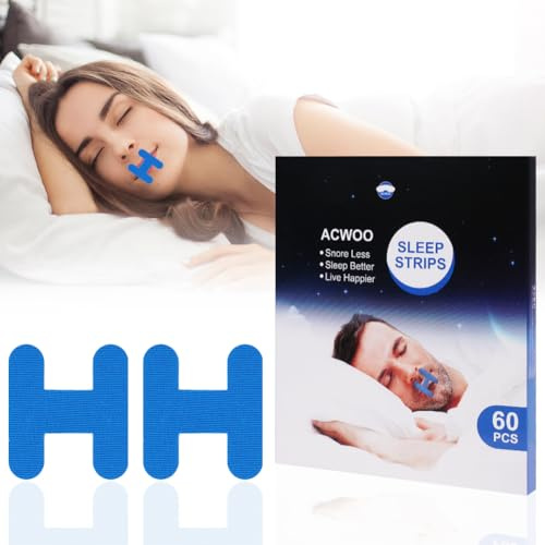 ACWOO Muntejp För Sömn, 60 St H-Shape Sömnmuns Tejp För Att Förbättra Nattsömnen, Minska Munandning Och Snarkning, Antisnarkningsanordningar För Män Och Kvinnor (60 St)