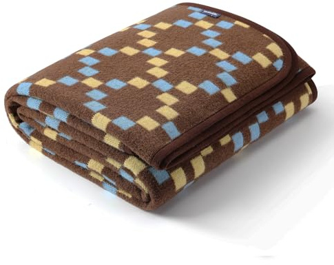 ACUSHLA Merino Wool Throw Blanket - Soft Large Warm Washable Living Blanket Bedspread for Bed Couch Car Picnic Travel Blanket All Season - (160 x 200cm|Check Brown)