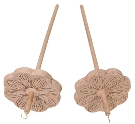 rockible Top Whorl Drop aus Holz im Retro-Stil zum Nähen und Basteln. Top Whorl Drop Top Whorl Garnspinne zum Stricken, Häkeln, DIY, 2 Spindeln