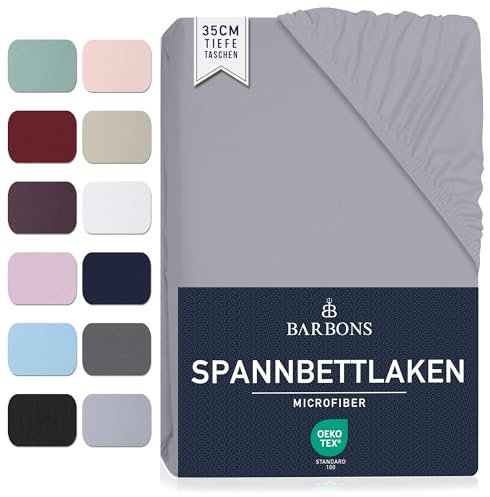 Spannbettlaken 90x200cm - 35 cm Tiefe Tasche Spannbetttuch Oeko-TEX Zertifiziert Gebürstete Polyester Mikrofaser Bettlaken Bettbezug für Boxspringbett Dicke Matratzen (90 x 200 cm - Hellgrau)