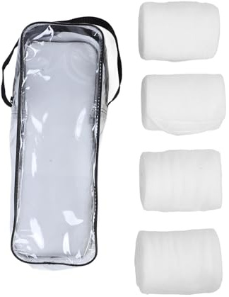 equlup 4Pcs Horse Leg Wraps with Storage Bag, Horse Training Protector Horse Bandages Soft Fleece Horse Leg Wraps for Keeping Horses Clean and Safe (White)