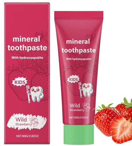 Dentifrice hydroxyapatite, dentifrice minéral blanchissant réparateur fraise, protection de l'émail, aide au blanchiment des dents sensibles, pour enfants de 2 ans et plus (1)