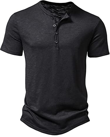 Hirts - Camiseta para hombre 2025, ajustada, para entrenamiento, casual, holgada, a la moda, elásticas, lindas camisetas de primavera de manga corta, camisetas de verano, Negro, L
