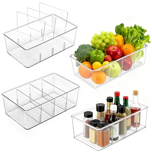 MICHIHOMIE Organizador Nevera, 4 Piezas Organizador Frigorifico, Organizadores Despensa de Cocina, Organizador Cajones Baño, Fridge Organizer para Snacks y Especias
