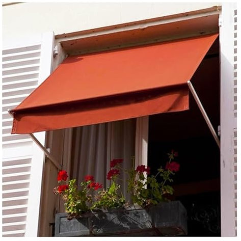 PFCDZDU Droop Arm Manual Retractable Awnings With Crank Handle, Windows Doors Sun Shade Canopy, UV Protection Shelter For Patio Balcony Outdoor(80x120x120cm)