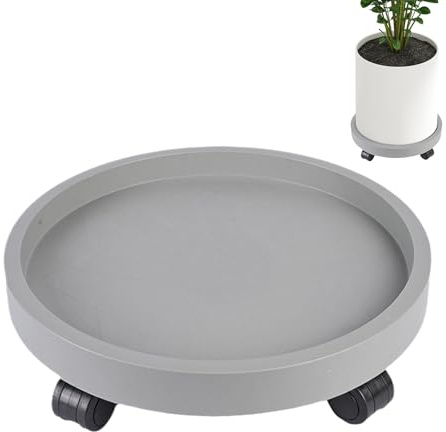 Con ruote – Portavaso mobile, robusta base rotonda per piante | installazione comoda e durevole di supporto per ruote, strutturale rinforzato con antiscivolo per terrazze da patio