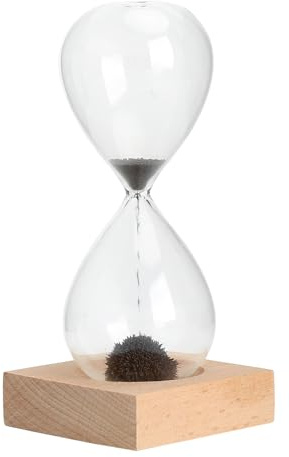 XRVRILE Reloj de arena magnético con base de madera, decoración zen para escritorio, oficina y sala de estar, diseño creativo de arena magnética, idea de regalo para relajarse y aliviar el estrés