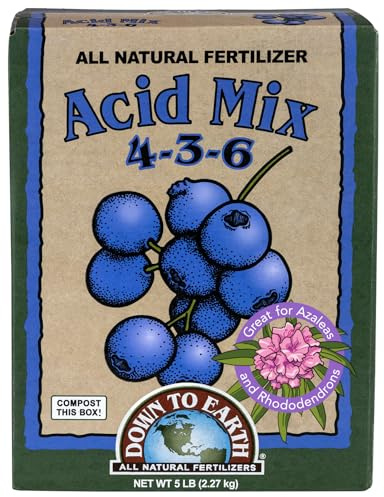 Down To Earth All Natural Fertilizers Organic Acid Mix - Plant Food for Blueberries, Raspberries, Azaleas and Rhododendrons 4-3-6, 5 lb