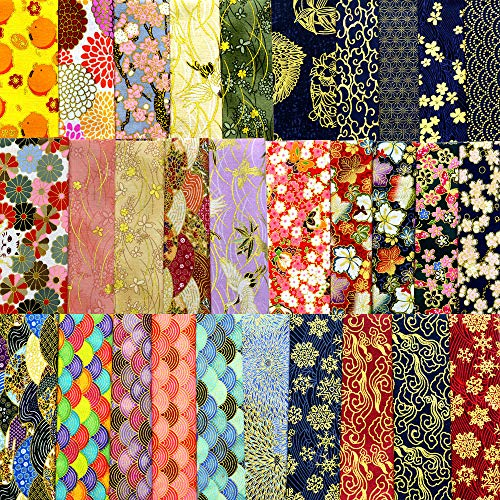 ASNOMY 30Pcs Baumwollstoff 100% Baumwolle Patchwork Stoffe 20 cm x 25 cm Japanischer Stil bedruckte Oberseite Baumwolle Stoffbündel Quadrate Quilten Nähen Patchwork Tücher DIY Scrapbooking Kunst