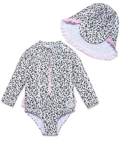 BONVERANO Bañador de una Pieza de Manga Larga para bebé niña protección UV 50+ (Azul-White,6-9meses…