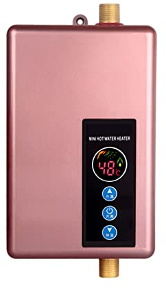 Durchlauferhitzer, Mini Durchlauferhitzer Tankless, Bad Küche Elektrische Elektrischer 220v 5,5 Kw 5v 30-55 ° C Champagner Gold Durchlauferhitzer, für Home Küche Unter Der Spüle (Rosa)…