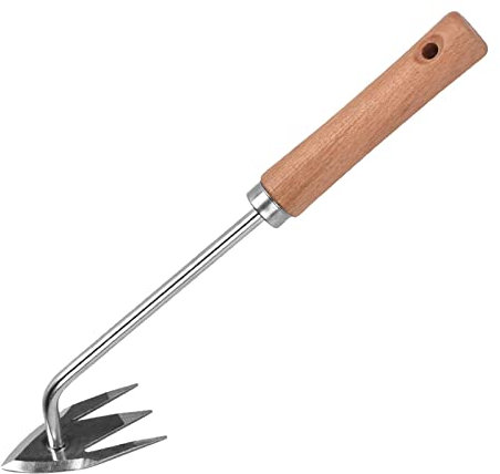 predolo Désherbeurs Manuels, Petit Râteau De Désherbage, Désherbeur Multifonctionnel Extracteur De Désherbage à La Main Outil De Jardinage Extracteur d'herbe 31.5 Cm Manche en Bois Portable