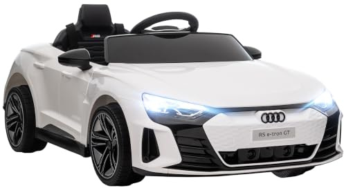 HOMCOM Elbil för barn, barnbil med fjärrkontroll, Audi RS e-tron GT barnfordon med säkerhetsbälte, tuta och musik och strålkastare, upp till 5 km/h, för barn 3–5 år, vit