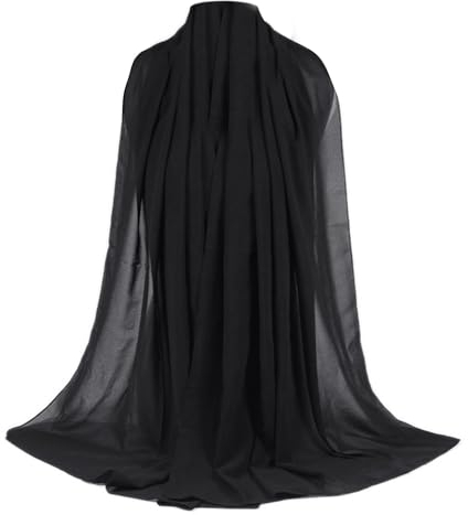 COACOM Hiyab Musulmán Negro, Bufanda De Gasa Perla Para Mujer, Hijab Cristiano, Hijab Largo Para Mujer, Hijab De Jersey