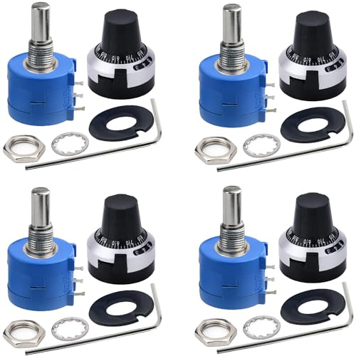 DaFuRui 4pcs 3590S-2-102L 1K ohm Rotary Potentiometer 10-Turn Wire Wound Precision Multi Turn Wirewound Potentiometer