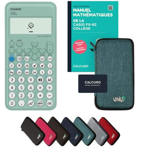 Casio fx-92 Collège Incl. Funda Protectora Turquesa y Libro especializado (88 páginas, DIN A5) – Calculadora científica – Smart Set (Francés)