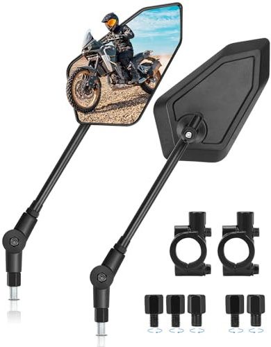 SUPAREE Motorrad Spiegel Klappbar Motorrad Rückspiegel M10 Lenkerspiegel motorrad e Geprüft 360°Drehbar mit M8 M10 Rechtsgewinde und Linksgewinde Kompatibal für Scooter Roller ATV 2 Stück
