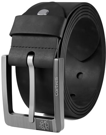 Cartvelli Ceinture homme cuir noir 120 cm - cuir de vachette pleine fleur 40 mm - Made in Germany - leather belt men black - pour jean, costume, chino, business & loisirs