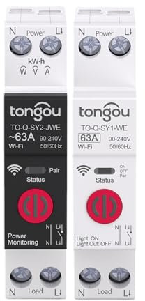 eWeLink Interruptor automático inteligente WiFi Contador de energía de carril DIN Temporizador Relé Interruptor 10A/16A/20A/25A/32A/40A/50A/63A 1-63A Sin Medición/con Medición (16A No Metering)