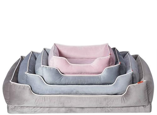Ortopedisk hundsäng, hundsoffa med avtagbart tvättbart överdrag, husdjurssoffa med halkfri botten för inomhusbruk för små medelstora och stora hundar,Pink,M